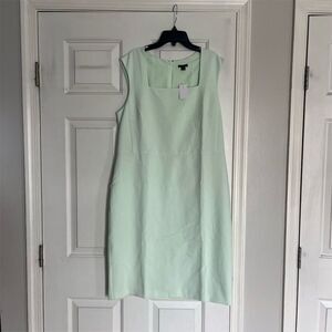 Ann Taylor Factory Women's Size 14 Green Square Neck Sheath Dress